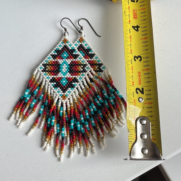 Seed bead earrings Native American style - Picture 5 of 5